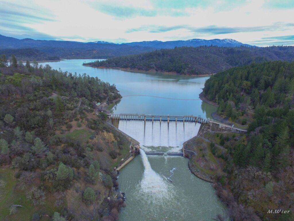Lake Pillsbury with Scott Dam in foreground, in Mendocino County. (M. Weir / CalTrout)